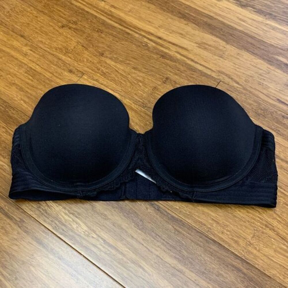 Maidenform Strapless Bra SE1102 Size 34B‎ Black Lace Push-up Underwire Multiway